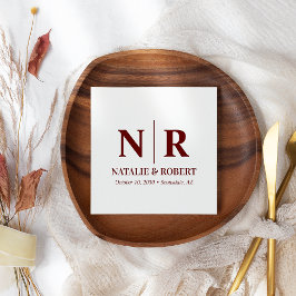 の結婚モノグラム新郎新婦イニシャルエレガント スタンダードカクテルナプキン