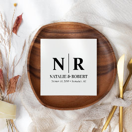 の結婚モノグラム新郎新婦イニシャルエレガント スタンダードカクテルナプキン