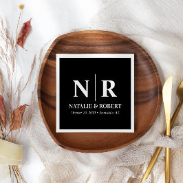 の結婚モノグラム新郎新婦イニシャルエレガント スタンダードカクテルナプキン