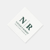 の結婚モノグラム新郎新婦イニシャルエレガント スタンダードカクテルナプキン (角)