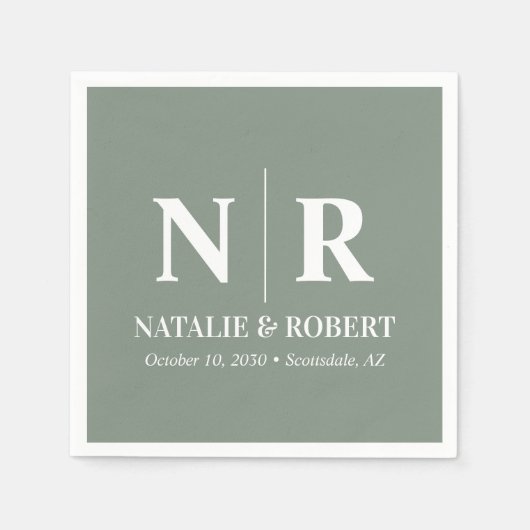 の結婚モノグラム新郎新婦イニシャルエレガント スタンダードカクテルナプキン (正面)