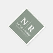 の結婚モノグラム新郎新婦イニシャルエレガント スタンダードカクテルナプキン (角)