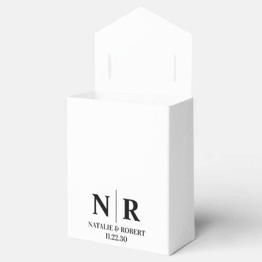 の結婚モノグラム新郎新婦イニシャルエレガント フェイバーボックス (オープン)