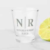 の結婚モノグラム新郎新婦イニシャル ショットグラス (正面)