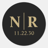 の結婚モノグラム新郎新婦イニシャル ラウンドシール (正面)