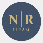 の結婚モノグラム新郎新婦イニシャル ラウンドシール (正面)