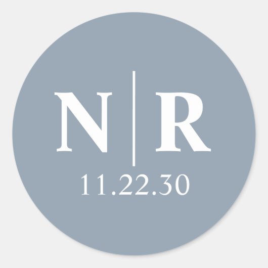 の結婚モノグラム新郎新婦イニシャル ラウンドシール (正面)