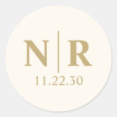 の結婚モノグラム新郎新婦イニシャル ラウンドシール (正面)