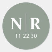 の結婚モノグラム新郎新婦イニシャル ラウンドシール (正面)