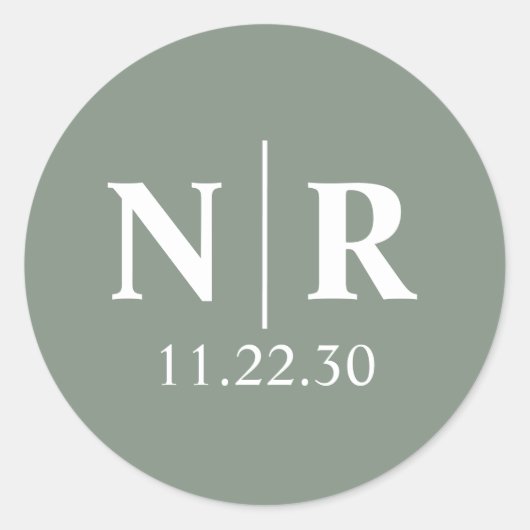 の結婚モノグラム新郎新婦イニシャル ラウンドシール (正面)