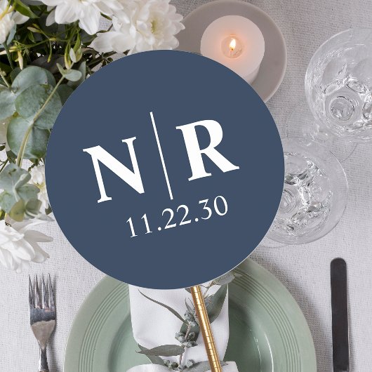 の結婚モノグラム新郎新婦イニシャル ラウンドシール