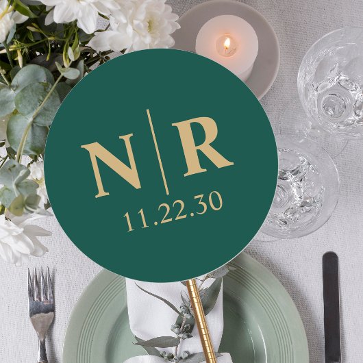 の結婚モノグラム新郎新婦イニシャル ラウンドシール