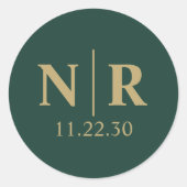 の結婚モノグラム新郎新婦イニシャル ラウンドシール (正面)