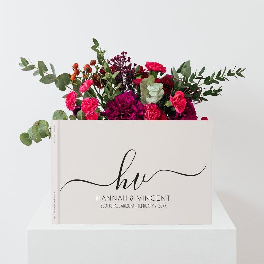 の結婚モノグラム書道スクリプミニマルト ゲストブック