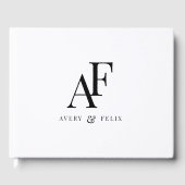 の結婚モノグラム白黒エレガントシンプル ゲストブック (正面)