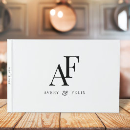 の結婚モノグラム白黒エレガントシンプル ゲストブック