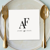 の結婚モノグラム白黒エレガントシンプル スタンダードランチョンナプキン