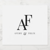 の結婚モノグラム白黒エレガントシンプル スパークリングワインラベル (シングルラベル)