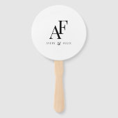 の結婚モノグラム白黒エレガントシンプル ハンドファン (裏面)