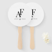 の結婚モノグラム白黒エレガントシンプル ハンドファン (正面&裏面)