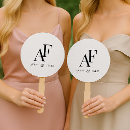 の結婚モノグラム白黒エレガントシンプル ハンドファン