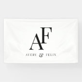 の結婚モノグラム白黒エレガントシンプル 横断幕 (横)