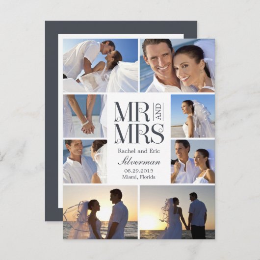 の結婚モンタージュ結婚の発表 – ホワイト 案内ポストカード (正面/裏面)