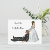 の結婚ユーモア・オン・ホワイト招待状 招待状 (スタンド正面)