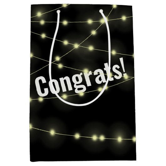 の結婚ライトを黒の中抱き枕 ミディアムペーパーバッグ (正面)