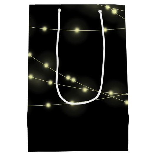 の結婚ライトを黒の中抱き枕 ミディアムペーパーバッグ (裏面)