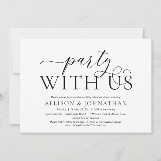 の結婚リハーサルのディナーパーティー 招待状 (正面)