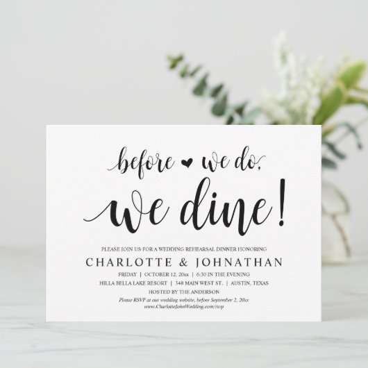 の結婚リハーサルの夕食前に、私たちは食事をする 招待状 (スタンド正面)