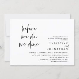 の結婚リハーサルの夕食前に、私たちは食事をする 招待状