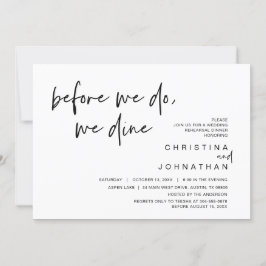 の結婚リハーサルの夕食前に、私たちは食事をする 招待状