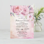 の結婚リハーサルディナー水エレガント色フローラ 招待状 (スタンド正面)