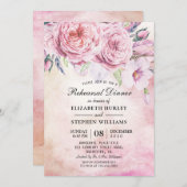 の結婚リハーサルディナー水エレガント色フローラ 招待状 (正面/裏面)