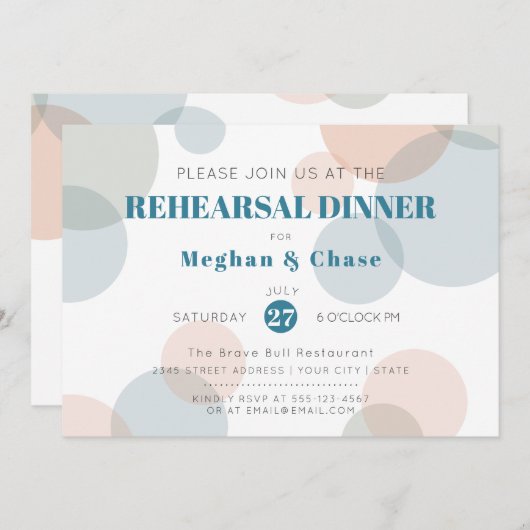 の結婚リハーサル |はっきりした紙吹雪お洒落ドット 招待状 (正面/裏面)