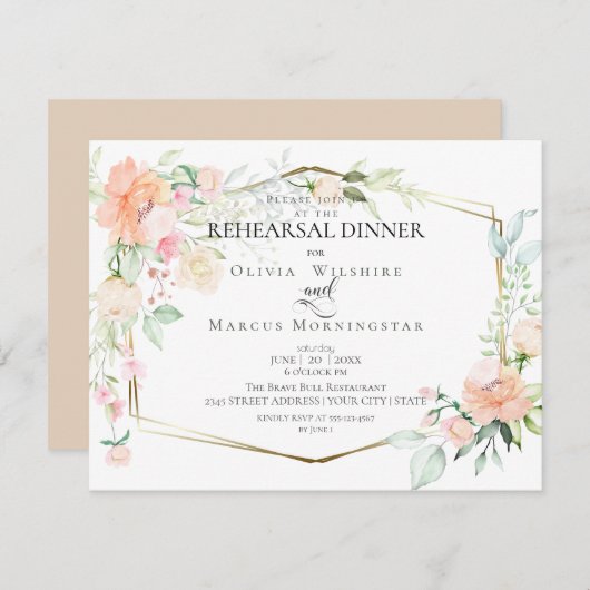 の結婚リハーサル |コーラルウォーターのカラー春開花 招待状 (正面/裏面)