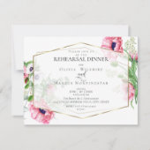 の結婚リハーサル | ピンクウォーターカラーポピーフローラ 招待状 (正面)