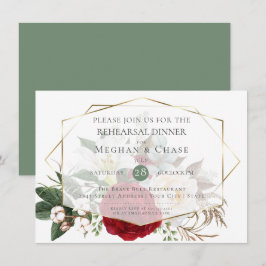の結婚リハーサル | Burgundy Peonyフローラスプレー 招待状