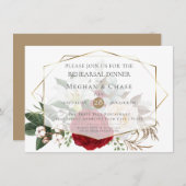 の結婚リハーサル | Burgundy Peonyフローラスプレー 招待状 (正面/裏面)