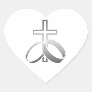 の結婚リングや輪とクロス・アート ハートシール