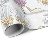 の結婚リングや輪とシャンパン ラッピングペーパー (ロールコーナー)