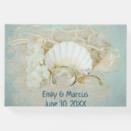 の結婚リングや輪と砂の貝殻 ゲストブック