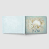 の結婚リングや輪と砂の貝殻 ゲストブック (全面)