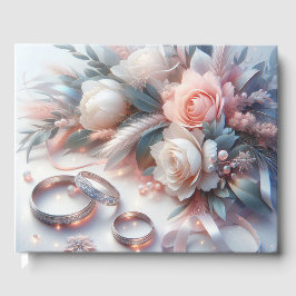 の結婚リングや輪と花 ゲストブック