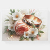 の結婚リングや輪と花 ゲストブック (裏面)