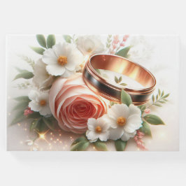 の結婚リングや輪と花 ゲストブック