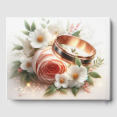 の結婚リングや輪と花 ゲストブック (裏面)