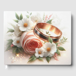 の結婚リングや輪と花 ゲストブック